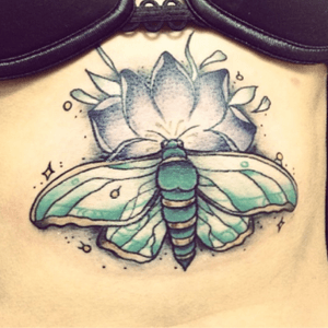 Dragon-fly on a lotus flower. Lucky tattoos Artist: Paloma Hernandez 