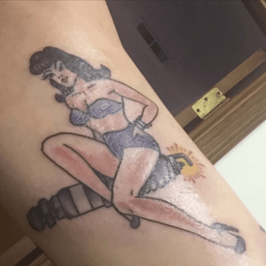 Part of my in progress left arm sleeve.#carchick #pinuptattoo 