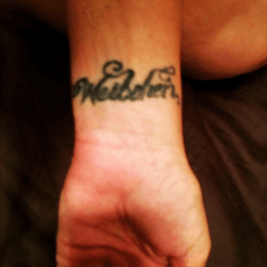 Weibchen German for Female, Bitch, Female Animal #TattooGirl #tattooedmommy #wristtattoo done in 2004 