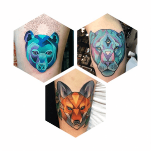 Animal tattoos I have done over the last year :) #colorful #colortattoos #colorfultattoos #brightandbold #contemporarytattooing #animaltattoos #BlayneBius 