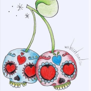 #sugarskulls #sugarskull #cherry #cherries #color #hearts 