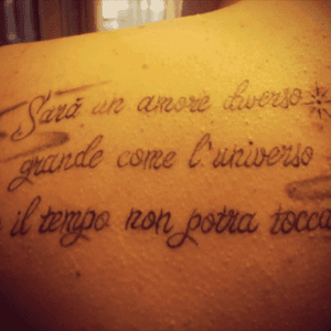 I got this tattoo after my dad passed away. This is a quote from the song he used to dedicate to me since I was a little girl.The quote goes something like this: "It will be a different kind of love as big as the universe that not even the time can touch" #TattooForDad #Quotes #Lirycs #Tattoo #Dad 