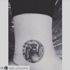 Amazin Sloth Queen Tattoo! By Zeke #sloth #queen #toronto #tattoo #dotwork #smalltattoo 