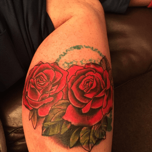 End of session one. Feeling better already about getting the leg out. #roses #inked #sleeve