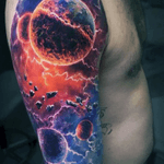 I love this outerspace tattoo!! The artist did an amazing job with the color too! #detail #outerspace #fantasyspace #dreamtattoo 