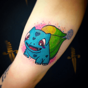 Done by me #pokemon #bulbasaur #tattoogirl #broncotattoo #tattoo2me #electricink #tattoodo #tattooguest #inspirationtatto #followthecolours #Curitiba #Cwb #tattooapprentice #fullcolor #kawaii #kawaiitattoo #cutetattoo