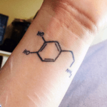 My #dopamine tattoo got it to remember myself to be happy #wristtattoo #loveink #livinpictures #happy #blacktatoo #chemistry 