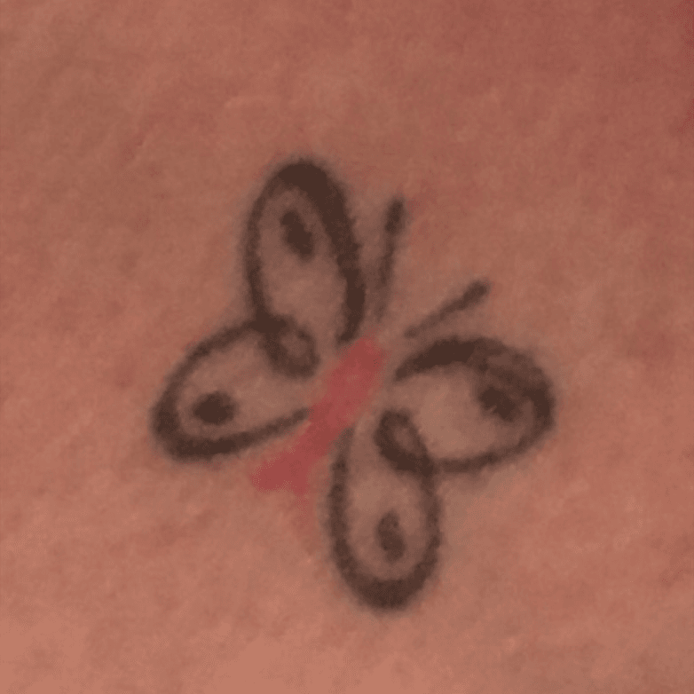 Tattoo uploaded by Dal Smith • Butterfly with breast cancer pink ribbon as  the body. • Tattoodo