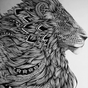 I dont know the artist, if someone knows please add to comments #lion #mandala #ArtistUnknown #blackAndWhite 