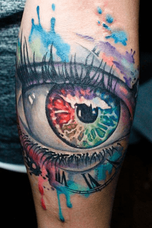 Custom #watercolor #rainbow #eye #eyeball #eyelashes #clock #romannumerals #colorful #color tattoo by Sean Ambrose at Arrows and Embers Custom Tattoo. Thanks for looking! #tattoooftheday 
