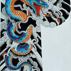 #dreamtattoo japanese neo-traditional snake coming up from my back, over my shoulder, and onto my arm. 