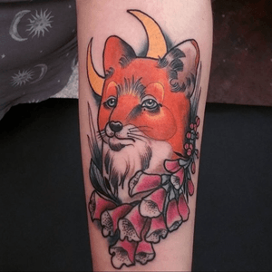 Cute fox moon tattoo #fox #moon 