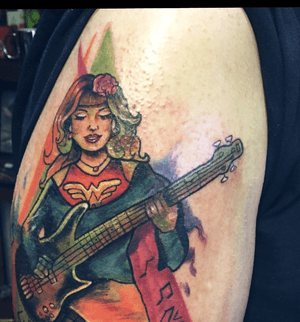 Inspired by Wonder Woman. A piece made to a musician (bass player) honoring his daughter