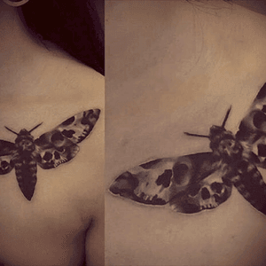 love this one #blackandgrey #skull #moth 