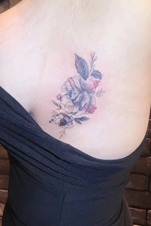 Rose tattoo #rose #rosetattoo #floral #flower #watercolor #color #sidetattoo #floraltattoo 