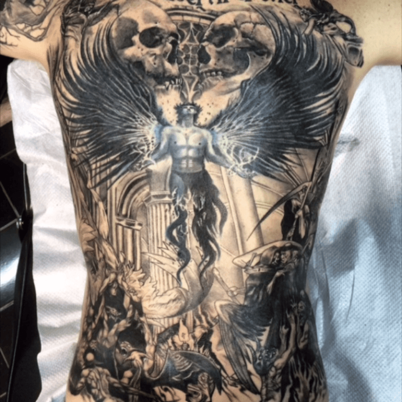 Tattoo uploaded by Antonio Mancini  Angel vs demon  realisticblackandgraytattoo angeldemonfight  Tattoodo