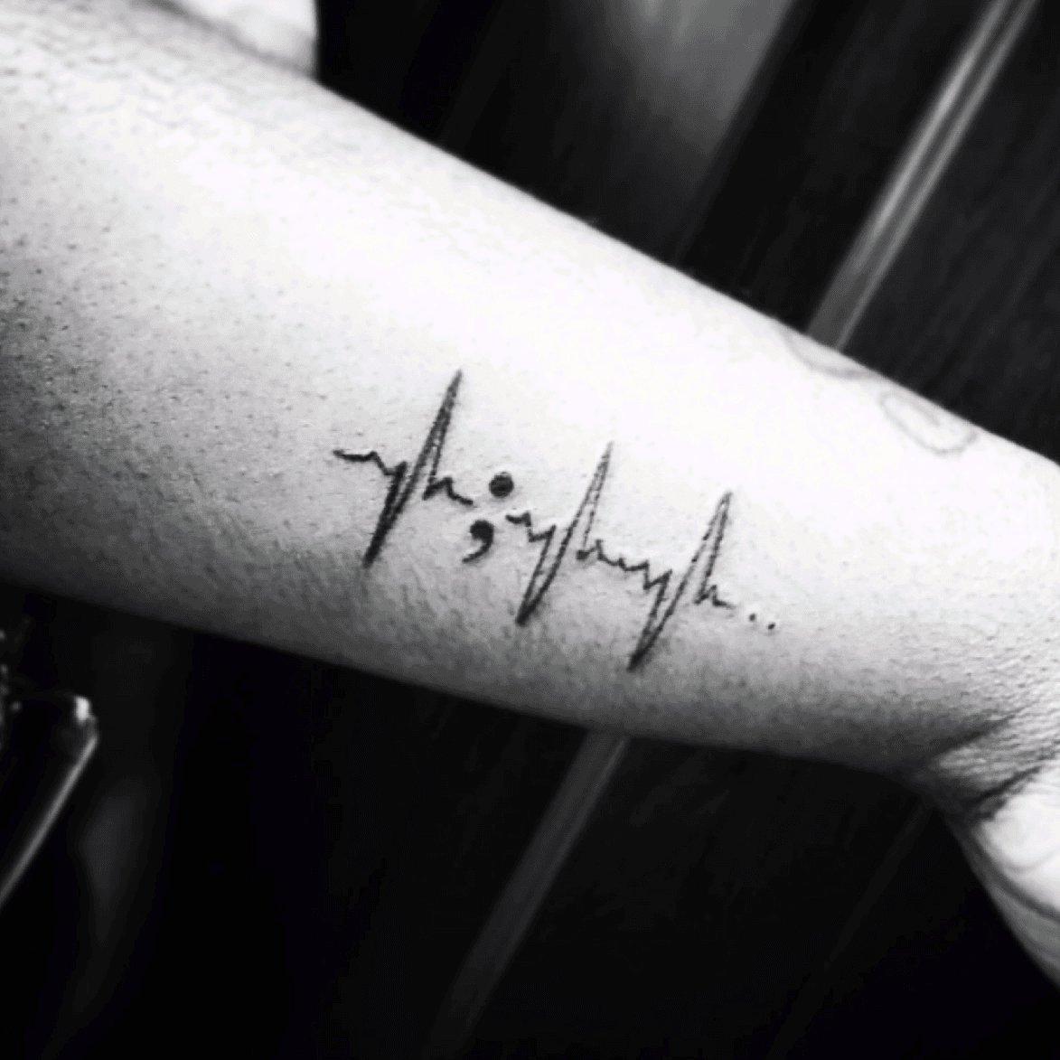Tattoo uploaded by Tara • #miamitattoos #semicolon #heartbeat #survivor •  Tattoodo