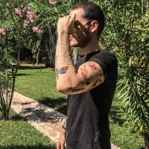 💪🏾 #beard #nature #arm #sleeve #mexico #mexican #butterfly #faces #colourful 