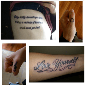Forearm, ribs and thumb tattoos i got last year 😊