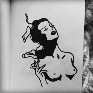 Smoking skin #girl #naked #tattodesign #design 