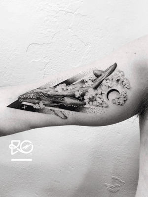 By RO. Robert Pavez • Whale Dreams ➖ Studio Zoi tattoo Stockholm 🇸🇪 • 2018  • #engraving #dotwork #etching #dot #linework #geometric #ro #blackwork #blackworktattoo #blackandgrey #black #tattoo #fineline
