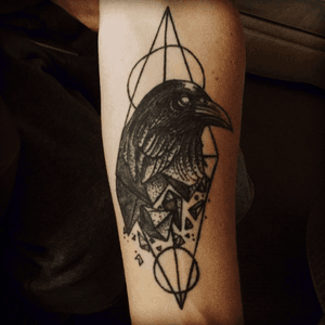Geometic Raven also done by collin at timebomb tattoos frederick, MD