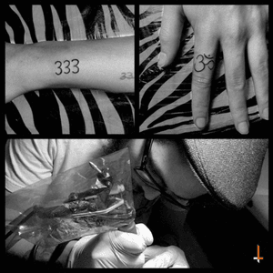 No.88 "333&Om" #tattoo #littletattoo #three #nine #om #ohm #fingertattoo #bylazlodasilva