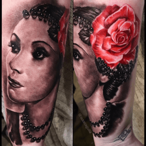 Portrait of  Dolores del Río piece. #tattoooftheday #blackandgrey #realistic #blackandgreytattoo #portait 