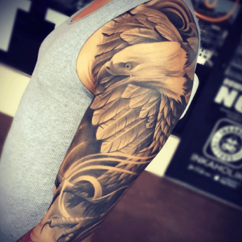 Tattoo uploaded by Jason • One sweet looking eagle tattoo. #megandreamtattoo #dreamtattoo #tattoo #blackwork #blackandgrey #eagle • Tattoodo