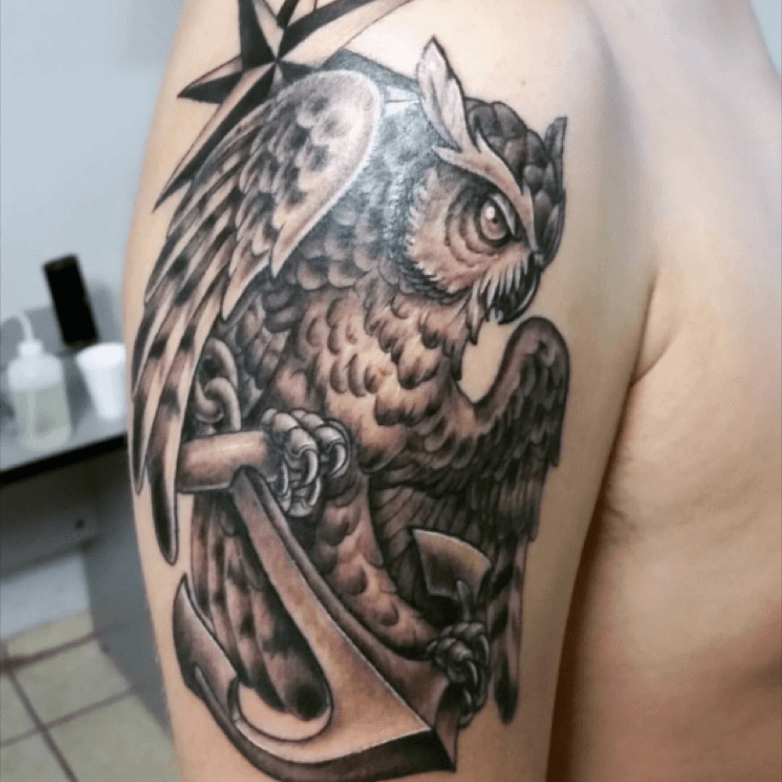 anchor  owl  Owl tattoo Tattoos Aquarius tattoo