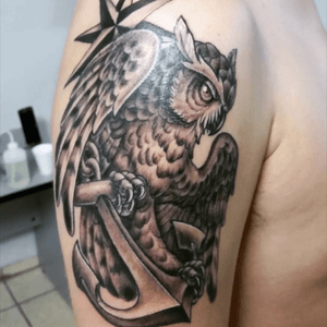 Segundo Tatuaje #owl #anchor 