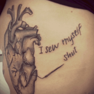Tattoo on ribs with Papa Roach lyrics. Drawn by myself.