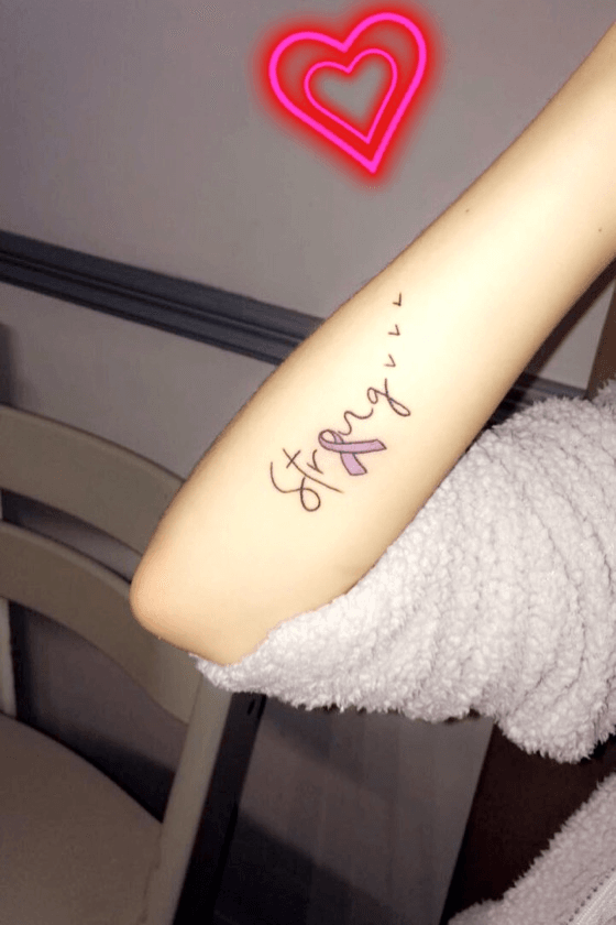 Awesome 3D Stay Strong with feather tattoo