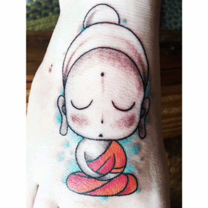  #foottattoo #buddha #watercolor #sidneygulka #colortattoo 