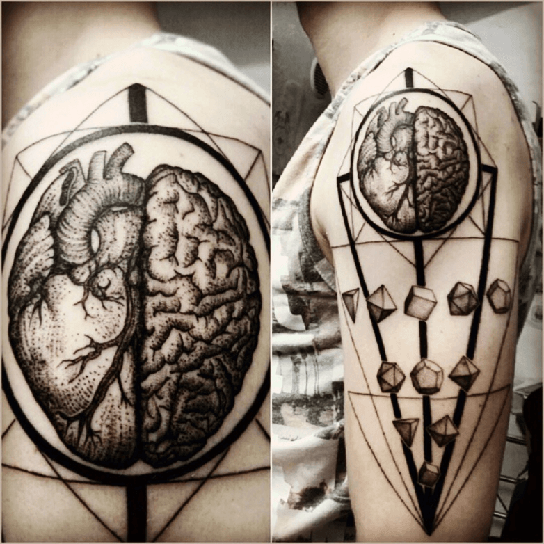 Half brain half heart by  The Break Room Tattoo Lounge  Facebook