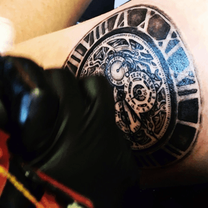 Clock tattoo with my date/time/day of birth #clock #birthdate #blackandgrey #L13F 