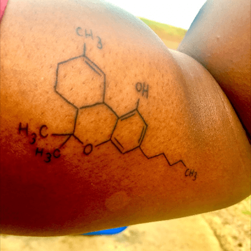 1st Tat Received. 1/2 of what I got that day. Friday the 13th. #thcmolecularstructure #firsttattoo #firsttat #marijuana #newyearsreolution
