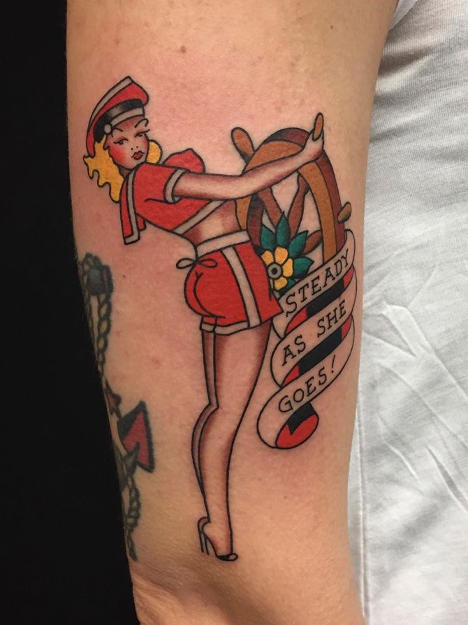 Steady as she goes! #sailorjerry #traditionaltattoo #newyorkadorned #josechalarca