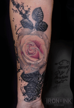 Cover-up, done by me #coverup #coveruptattoo #rose #realistic #realism #realrose #waterdrops #abstract #color #feminin