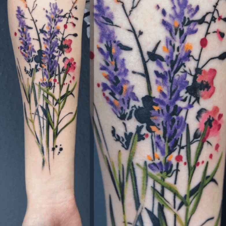 Heather and lavender bundle tattoo  Tattoogridnet