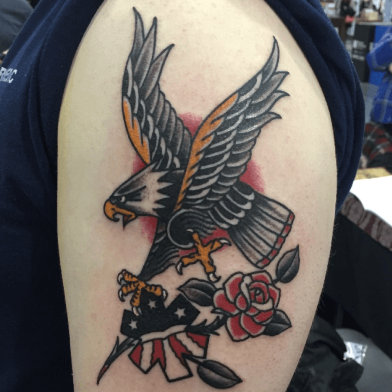 Eagle Rose Old School Tattoo Stock Vector Royalty Free 1766726354   Shutterstock