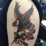 #eagle and #rose #america #traditional #tattoosbyrodrigocanteras #lovehatenewyork 