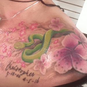 What i had done in memory of my son... The snake has a story that i will remember and laugh every time i see it .. Forever it will remind me of him before cancer made him so ill 💕💕💕