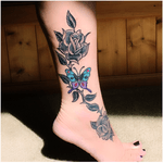 #ankle#blackroses#butterfly 