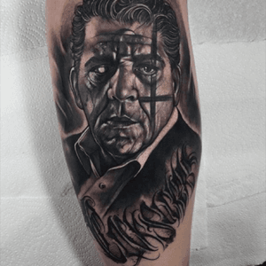 Tattoo uploaded by Callum Luca Brasi Wall • My Joey Diaz piece from Anrijs  Straume at Bold as Brass Tattoo in Liverpool. Text says 'Cocksuckers'.  #joeydiaz #cocodiaz #anrijsstraume #boldasbrasstattoo #darktrash #realism  #darkstrashrealism #