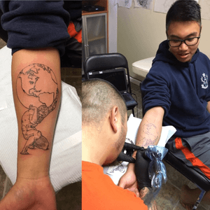 Giving my son his first tattoo for his 19th birthday 