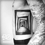Artist #robertpavez #botattoo #geometric #linework #opticalillusion 