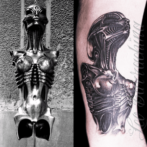 H. R. Giger, Female Alien Frontal Tattoo #megandreamtattoo #meganmassacre 