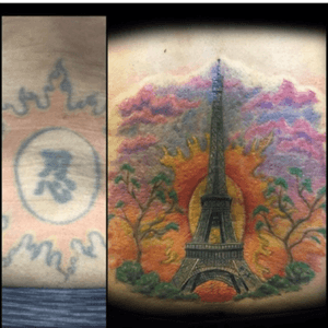 Eiffel tower partial cover up and enhancement