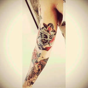 my traditonal right arm thing #traditional #traditionaltattoo #skull #oldschool #colors #tattoo #ink 